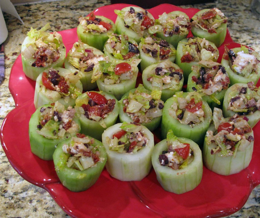 Cucumber Cups Filled With Greek Salad